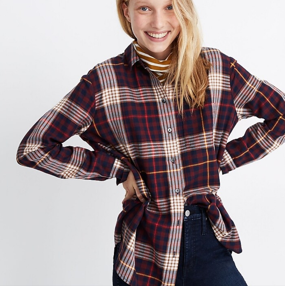 Madewell Oversized Ex-Boyfriend Shirt in Rylan Plaid. Size M. NWT.